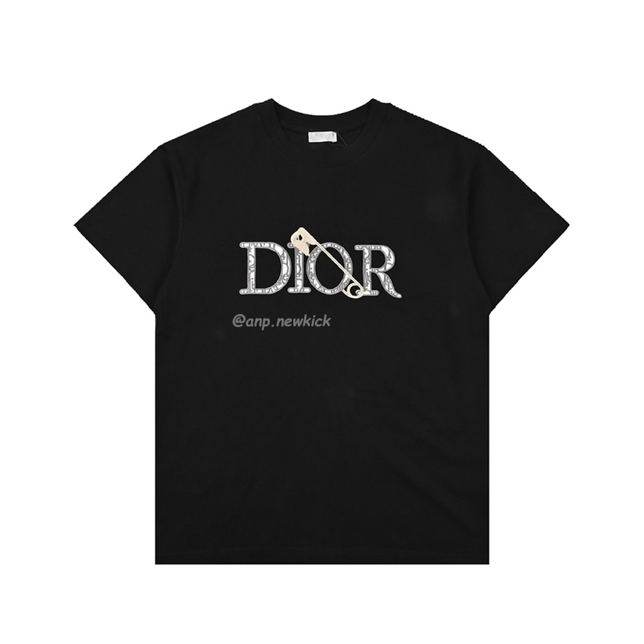 Dior Classic Letter Pin Embroidered Round Neck Short Sleeved T Shirt (1) - newkick.cc